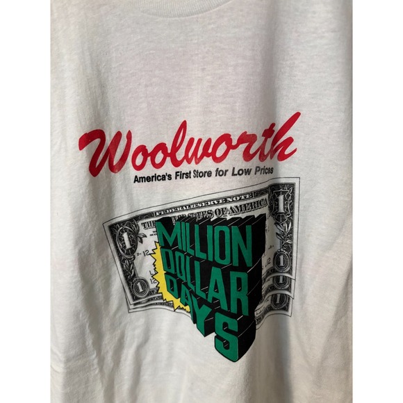 Hanes Woolworth Million Dollar Days Men's T Shirt 70s Large White 100% Cotton - Picture 2 of 7
